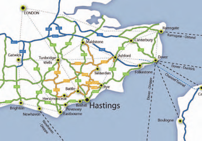 Figure 2: map showing Hastings location in the South East