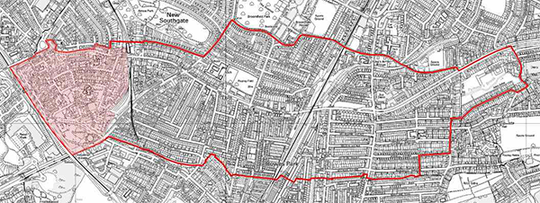 Map 9.8 Area covered by the North Circular Area Action Plan, including the New Southgate Place Shaping Priority Area