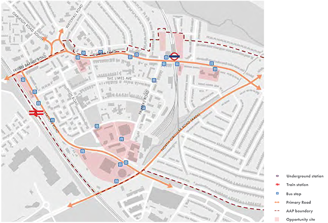 Arnos Grove/New Southgate - movement and connections
