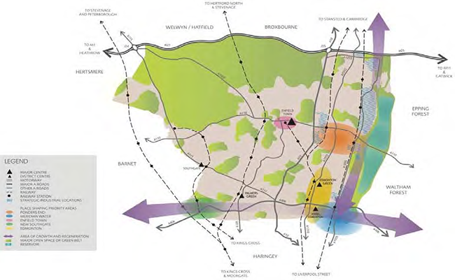 Fig 2. The Enfield Spatial Strategy (Enfield Core Strategy, 2010)