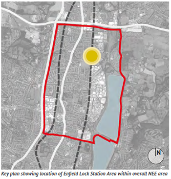 Key plan showing location of Enfield Lock Station Area within overall NEE area