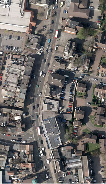 Ponders End Central: Aerial view of the central area of A1010