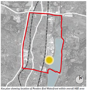 Key plan showing location of Ponders End Waterfront within overall NEE area