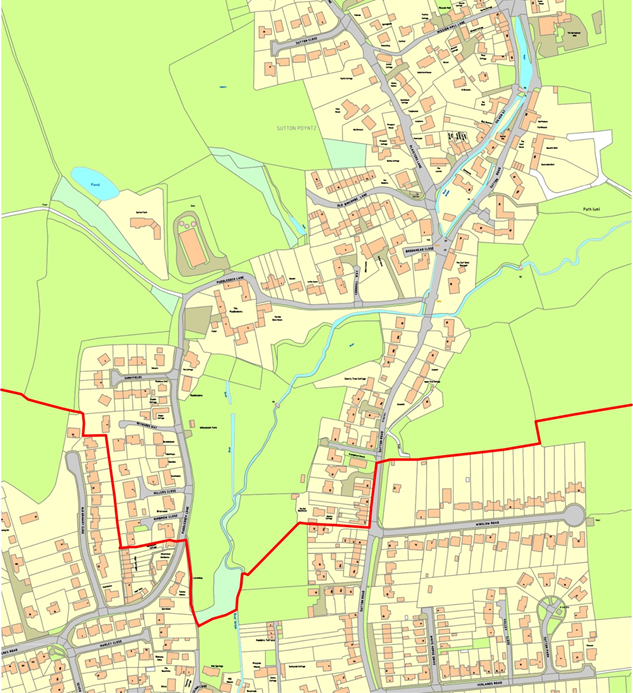 MAP 1a –  NEIGHBOURHOOD AREA (Southern Boundary – expanded view)